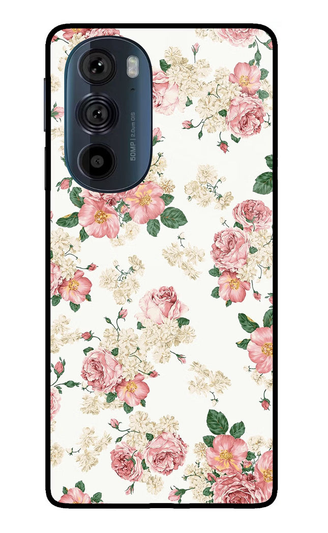 Flowers Moto Edge 30 Pro Glass Case Back Cover by Casekaro