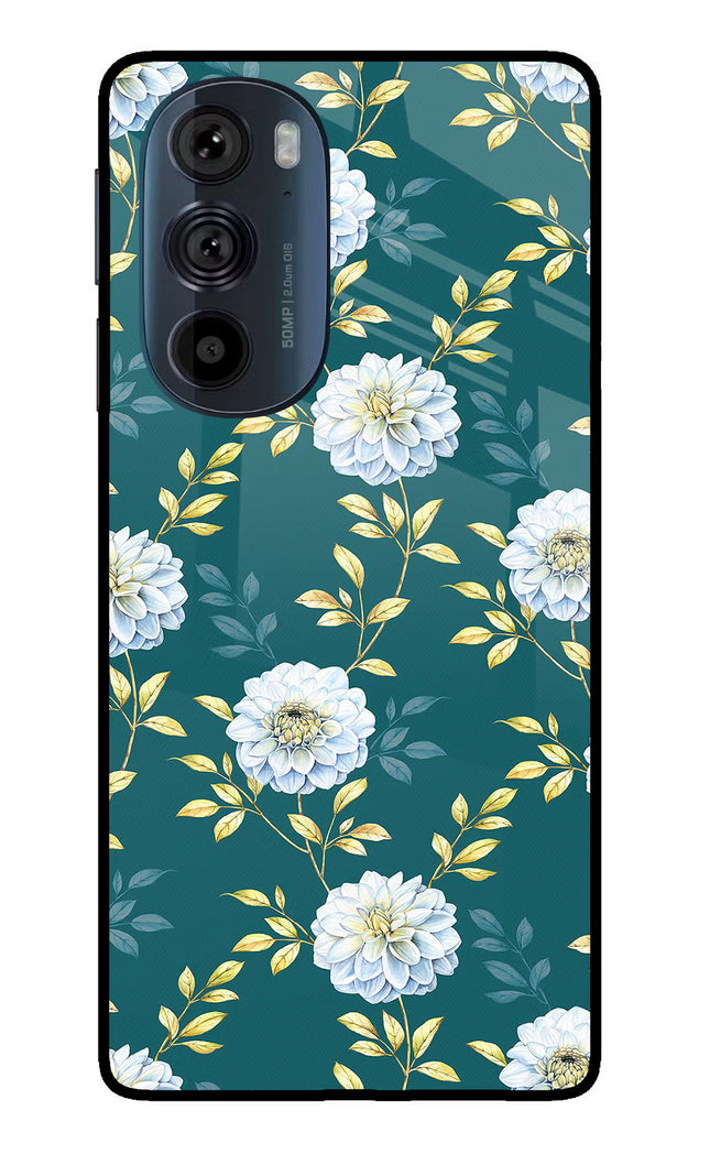 Flowers Moto Edge 30 Pro Glass Case Back Cover by Casekaro