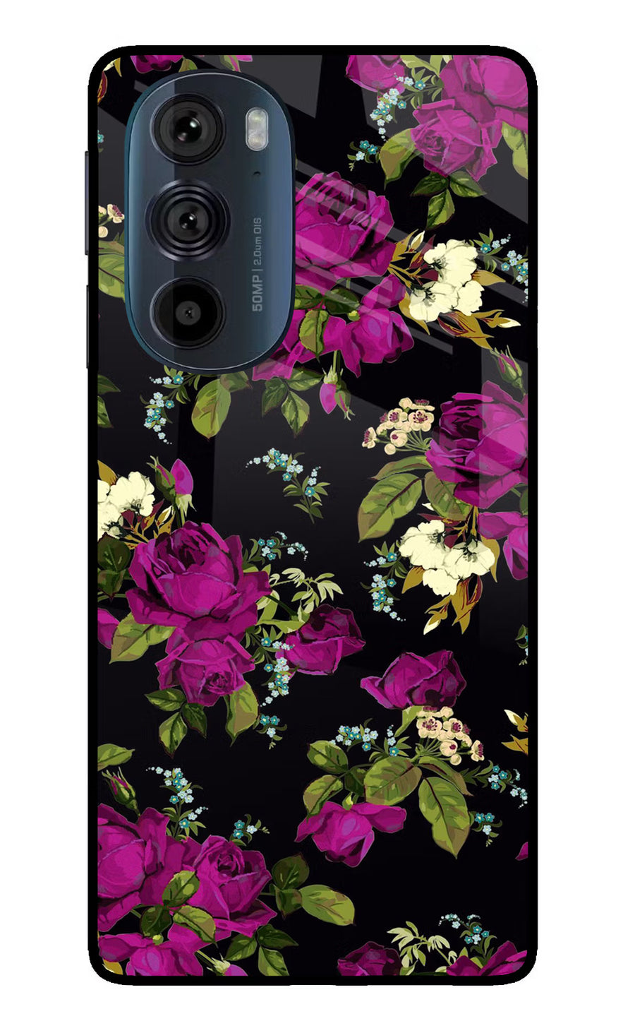 Flowers Moto Edge 30 Pro Back Cover, Glass case