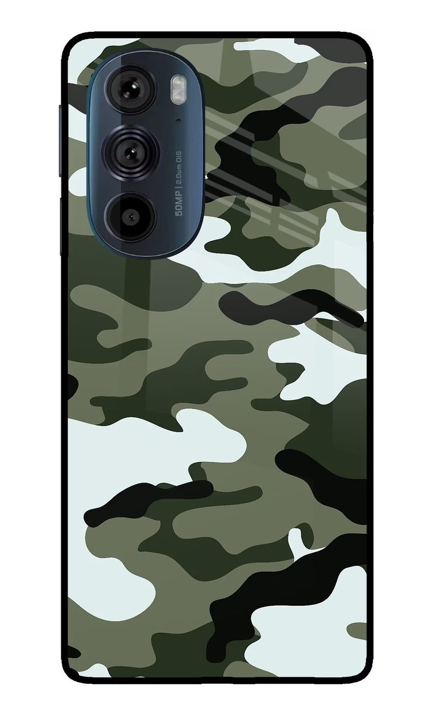 Camouflage Moto Edge 30 Pro Back Cover, Glass case