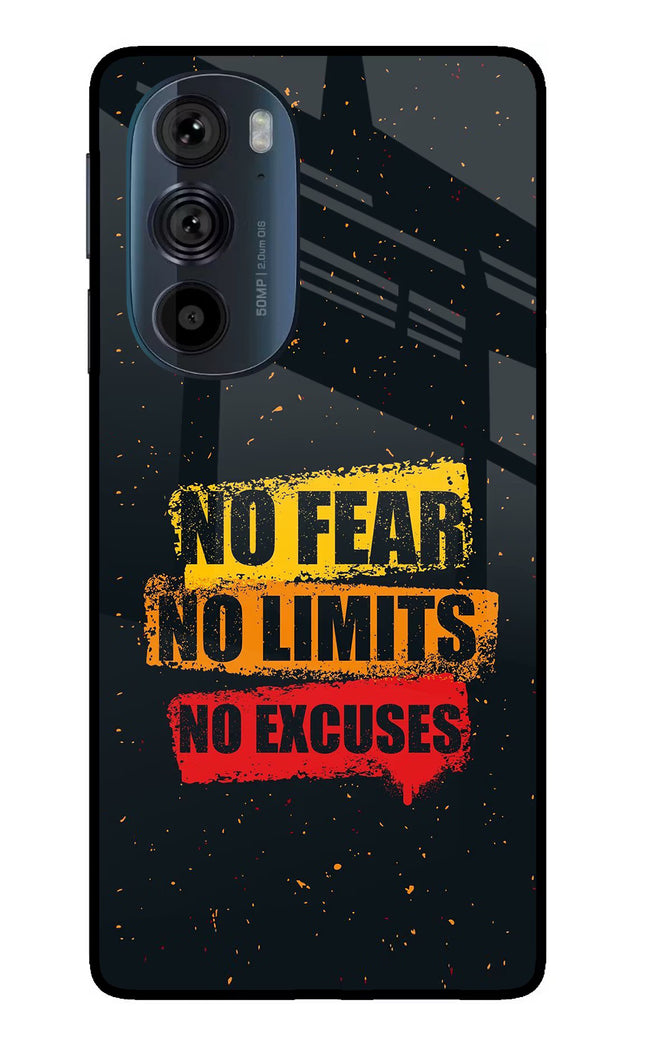 No Fear No Limits No Excuse Moto Edge 30 Pro Glass Case Back Cover by Casekaro