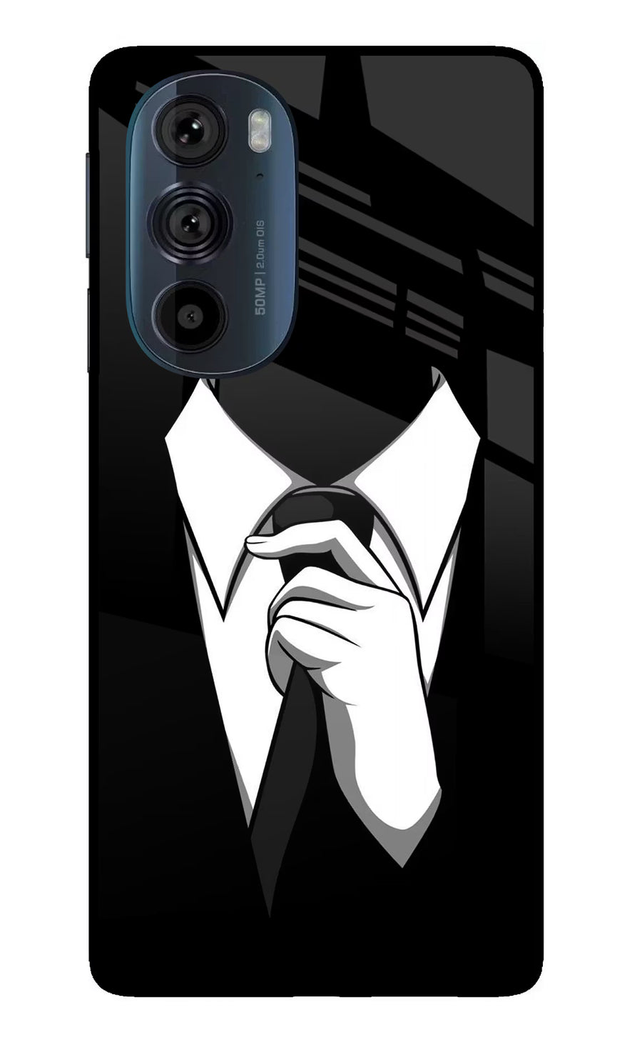 Black Tie Moto Edge 30 Pro Back Cover, Glass case