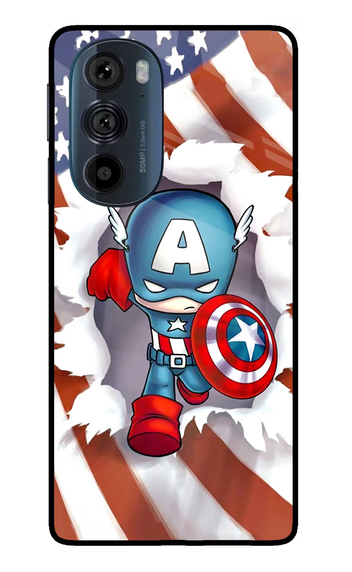 Captain America Moto Edge 30 Pro Glass Case Back Cover by Casekaro