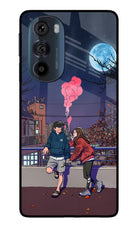 Chilling Couple Moto Edge 30 Pro Glass Case Back Cover by Casekaro