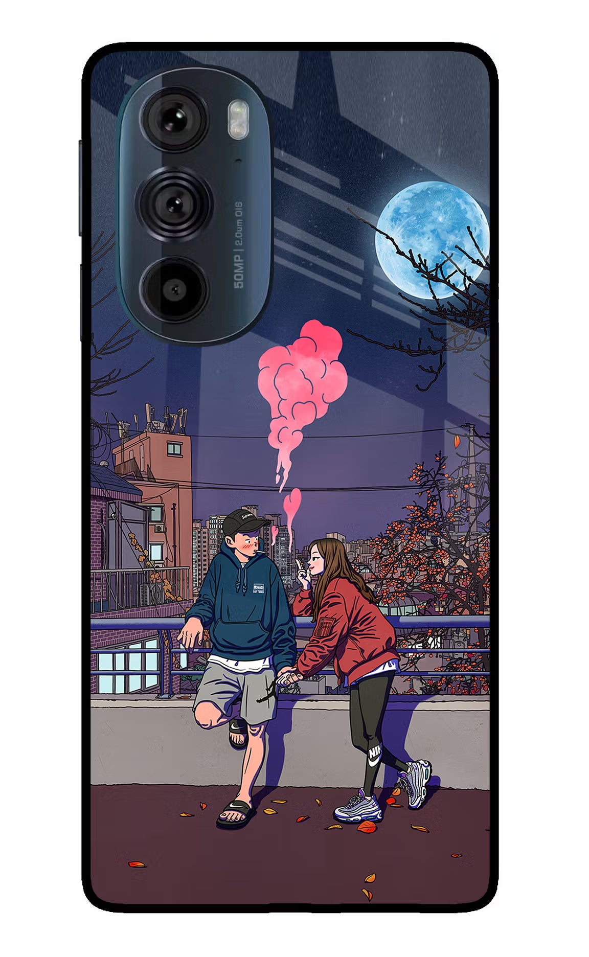 Chilling Couple Moto Edge 30 Pro Glass Case Back Cover by Casekaro