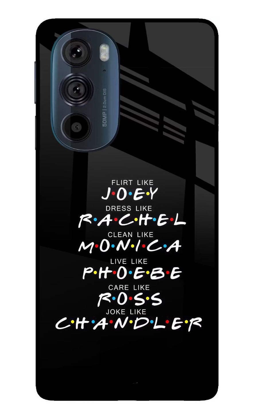 FRIENDS Character Moto Edge 30 Pro Back Cover, Glass case