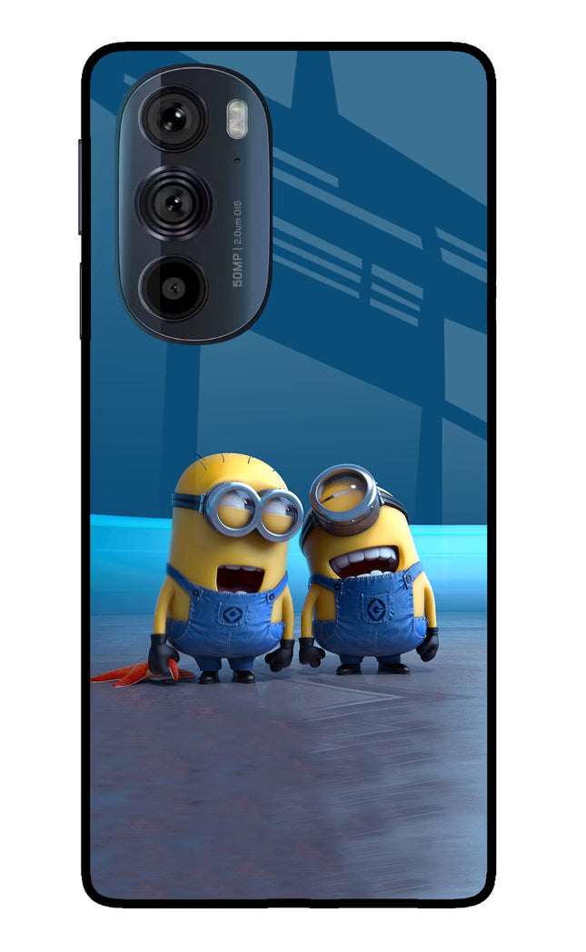 Minion Laughing Moto Edge 30 Pro Glass Case Back Cover by Casekaro