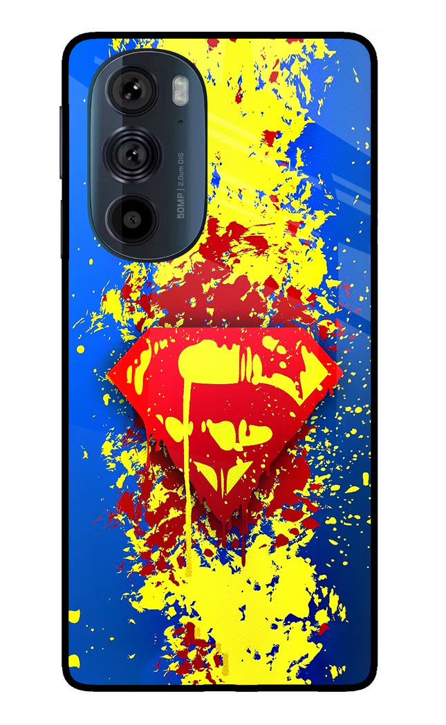 Superman logo Moto Edge 30 Pro Glass Case Back Cover by Casekaro