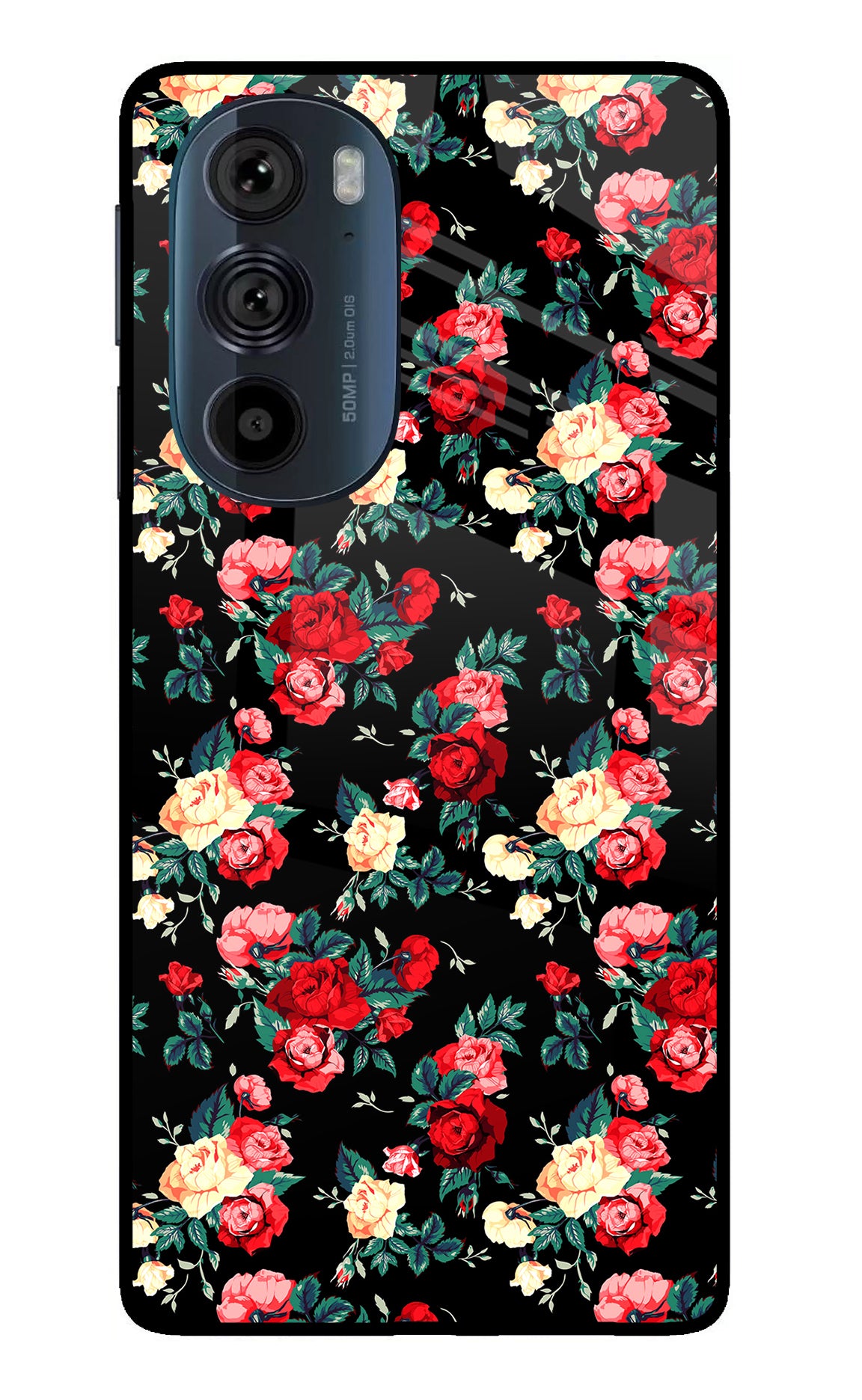 Rose Pattern Moto Edge 30 Pro Glass Case