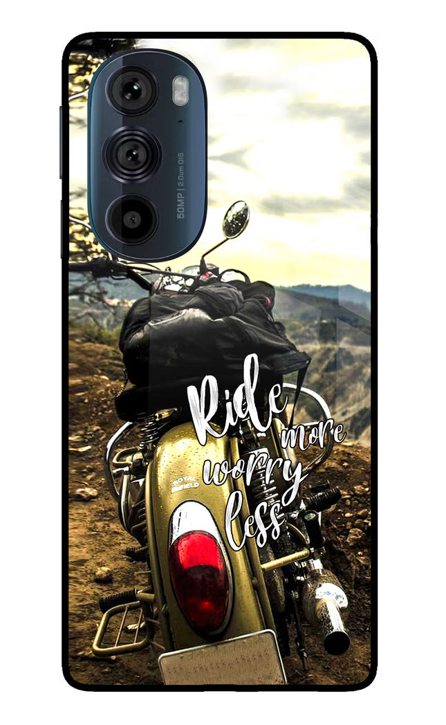 Ride More Worry Less Moto Edge 30 Pro Glass Case Back Cover by Casekaro