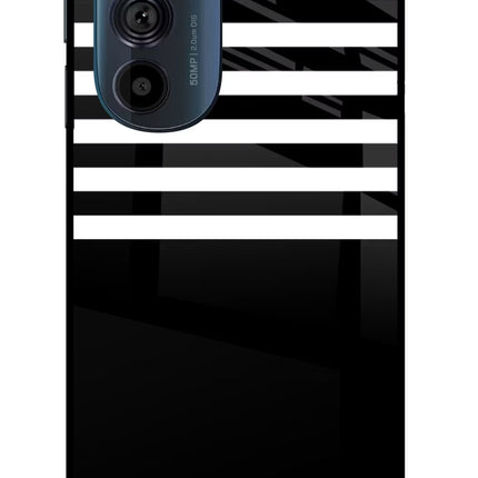 Black and White Print Moto Edge 30 Pro Glass Case Back Cover by Casekaro