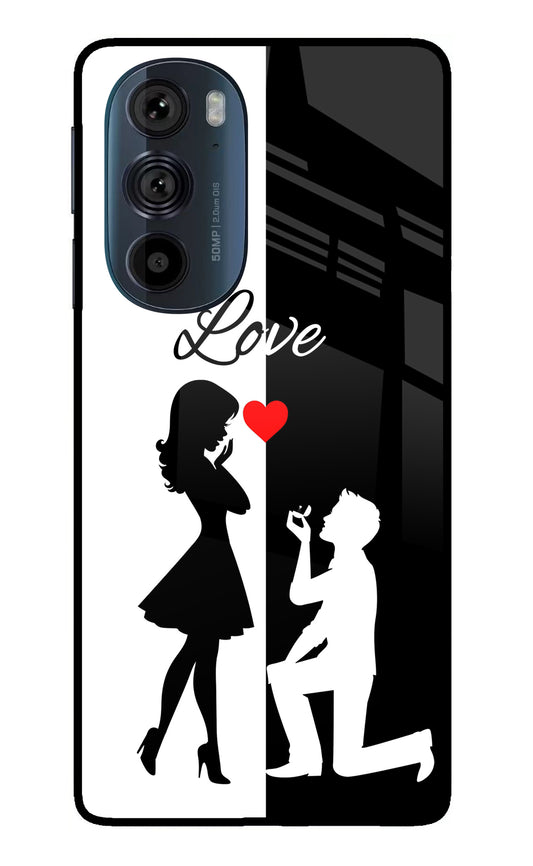 Love Propose Black And White Moto Edge 30 Pro Glass Case