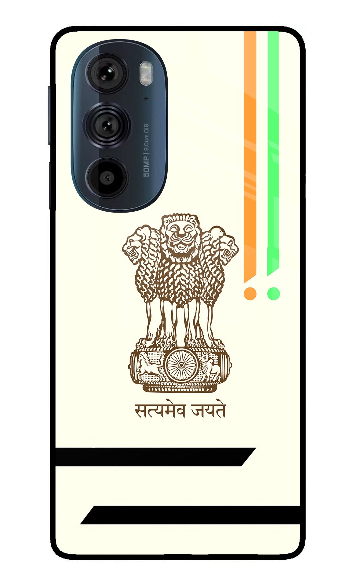 Satyamev Jayate Brown Logo Moto Edge 30 Pro Glass Case