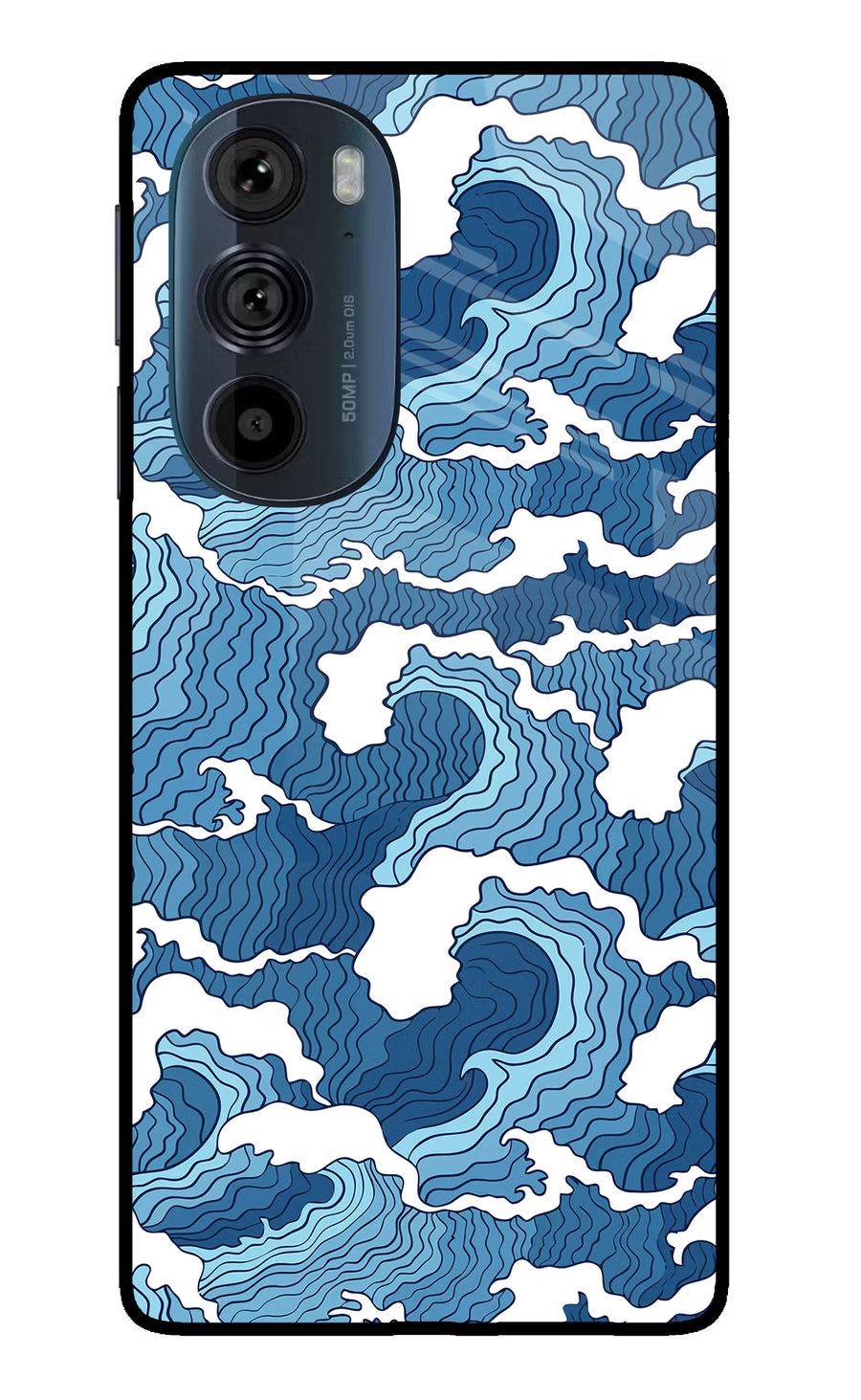Blue Waves Moto Edge 30 Pro Back Cover, Glass case