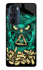 Green Owl Moto Edge 30 Pro Glass Case Back Cover by Casekaro