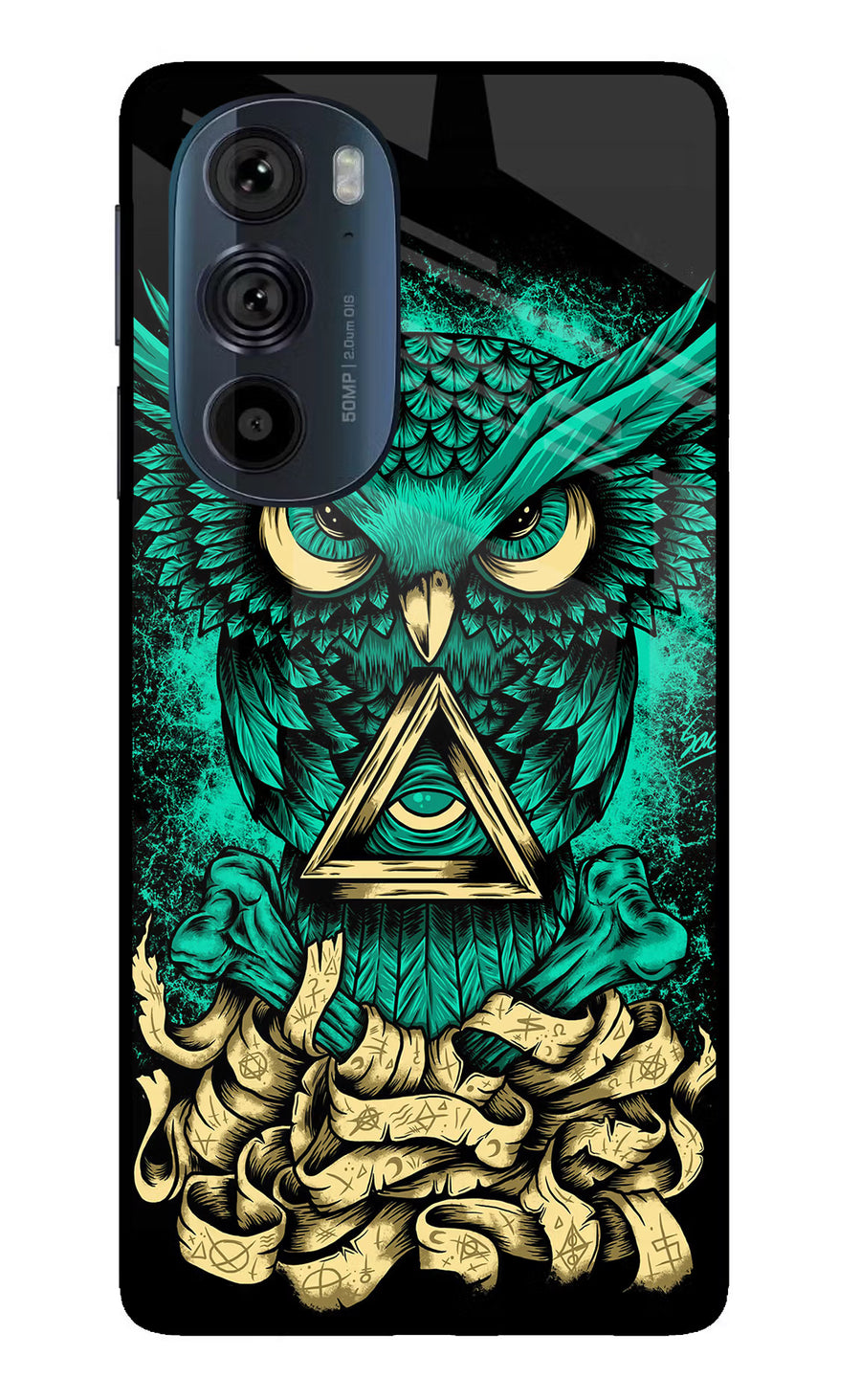 Green Owl Moto Edge 30 Pro Back Cover, Glass case