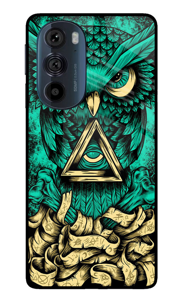 Green Owl Moto Edge 30 Pro Glass Case Back Cover by Casekaro