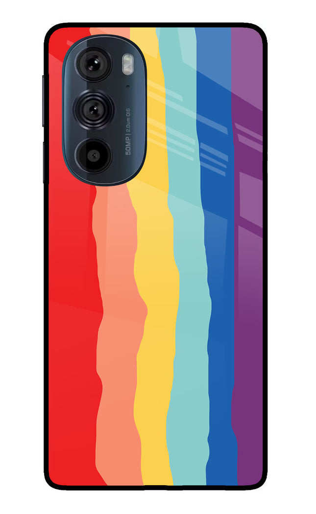 Rainbow Moto Edge 30 Pro Glass Case Back Cover by Casekaro