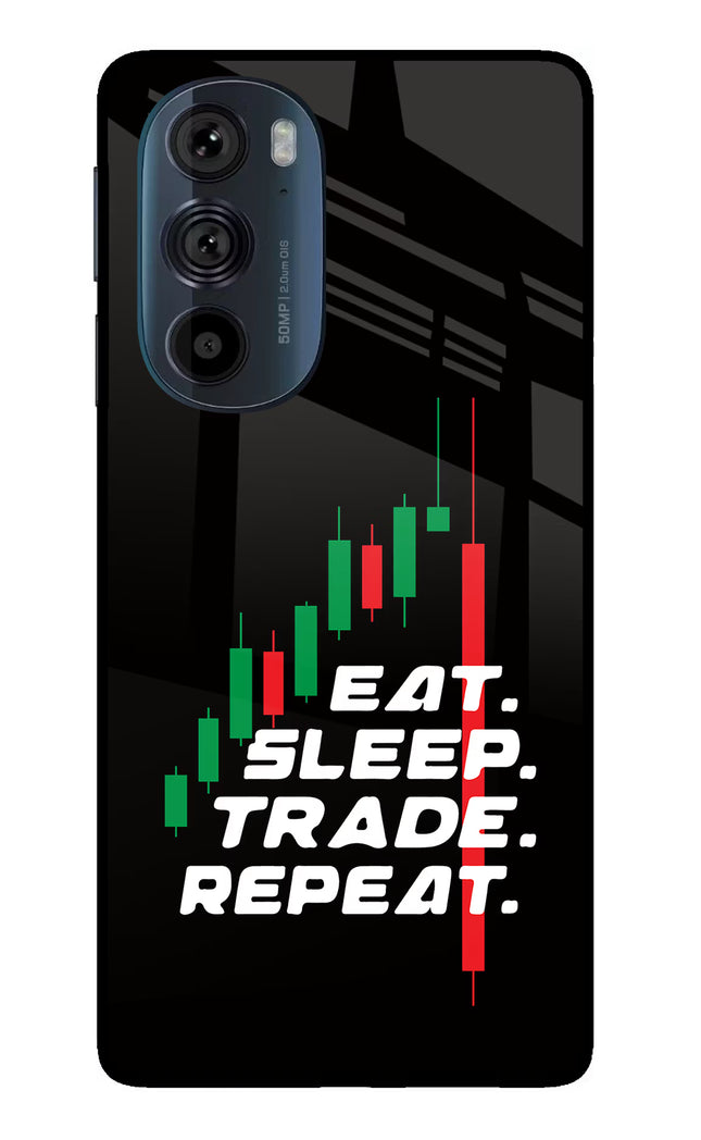 Eat Sleep Trade Repeat Moto Edge 30 Pro Glass Case Back Cover by Casekaro