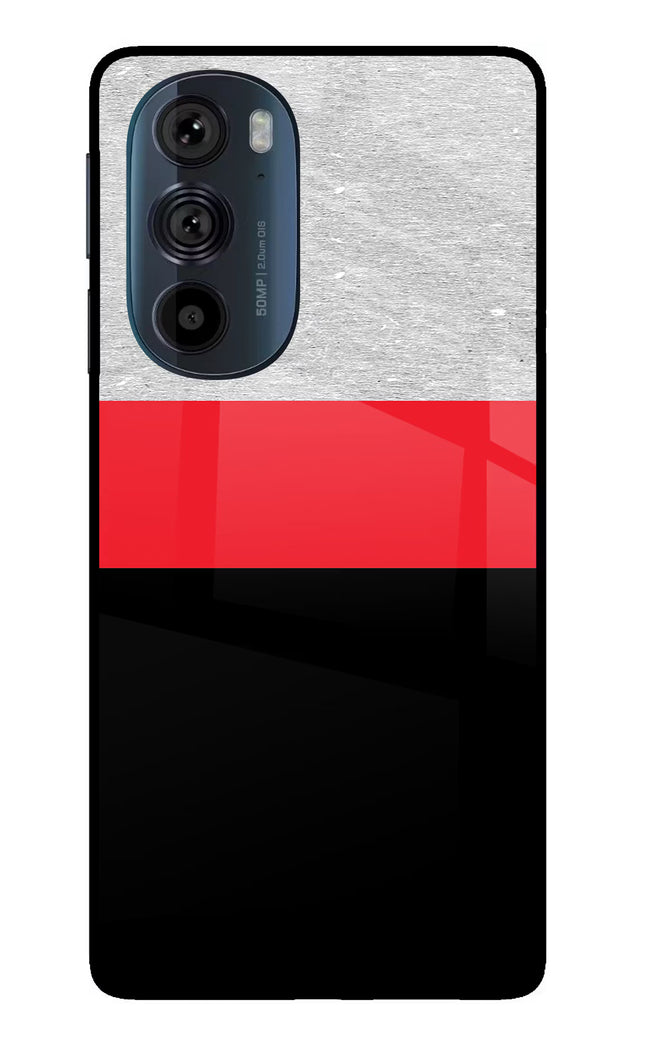 Tri Color Pattern Moto Edge 30 Pro Glass Case Back Cover by Casekaro