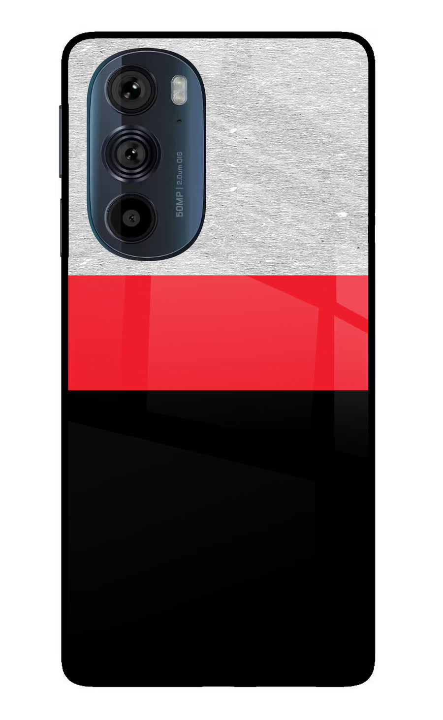 Tri Color Pattern Moto Edge 30 Pro Back Cover, Glass case