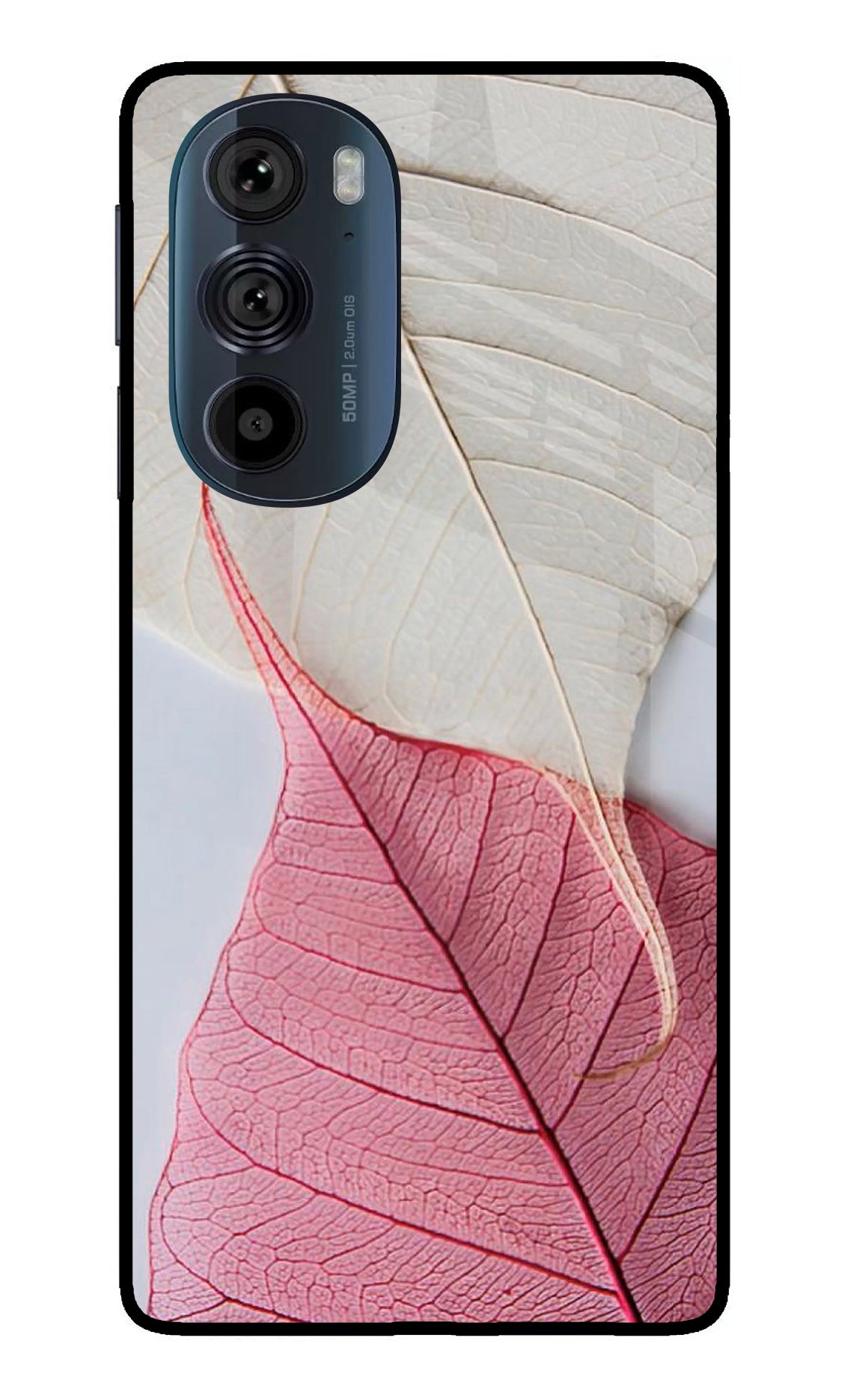 White Pink Leaf Moto Edge 30 Pro Back Cover