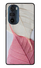 White Pink Leaf Moto Edge 30 Pro Glass Case Back Cover by Casekaro