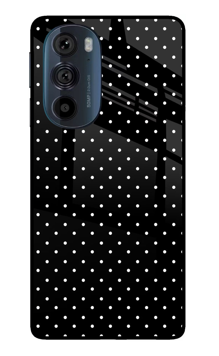 White Dots Moto Edge 30 Pro Back Cover, Glass case