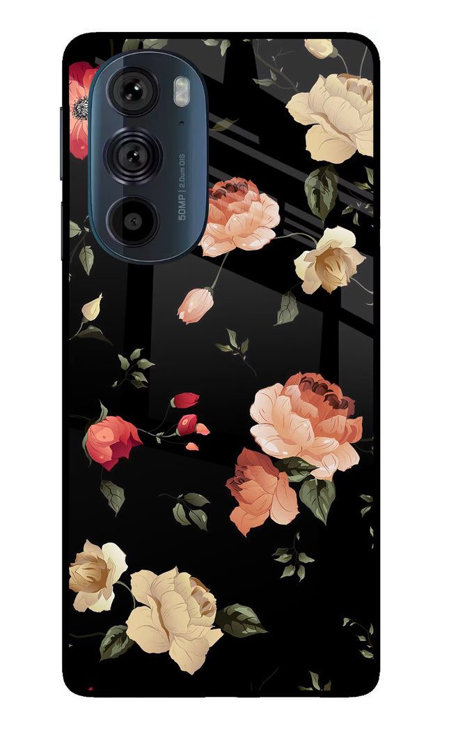 Flowers Moto Edge 30 Pro Glass Case Back Cover by Casekaro