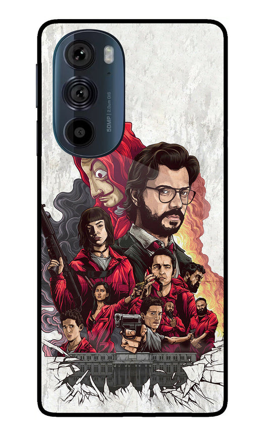 Money Heist Artwork Moto Edge 30 Pro Glass Case