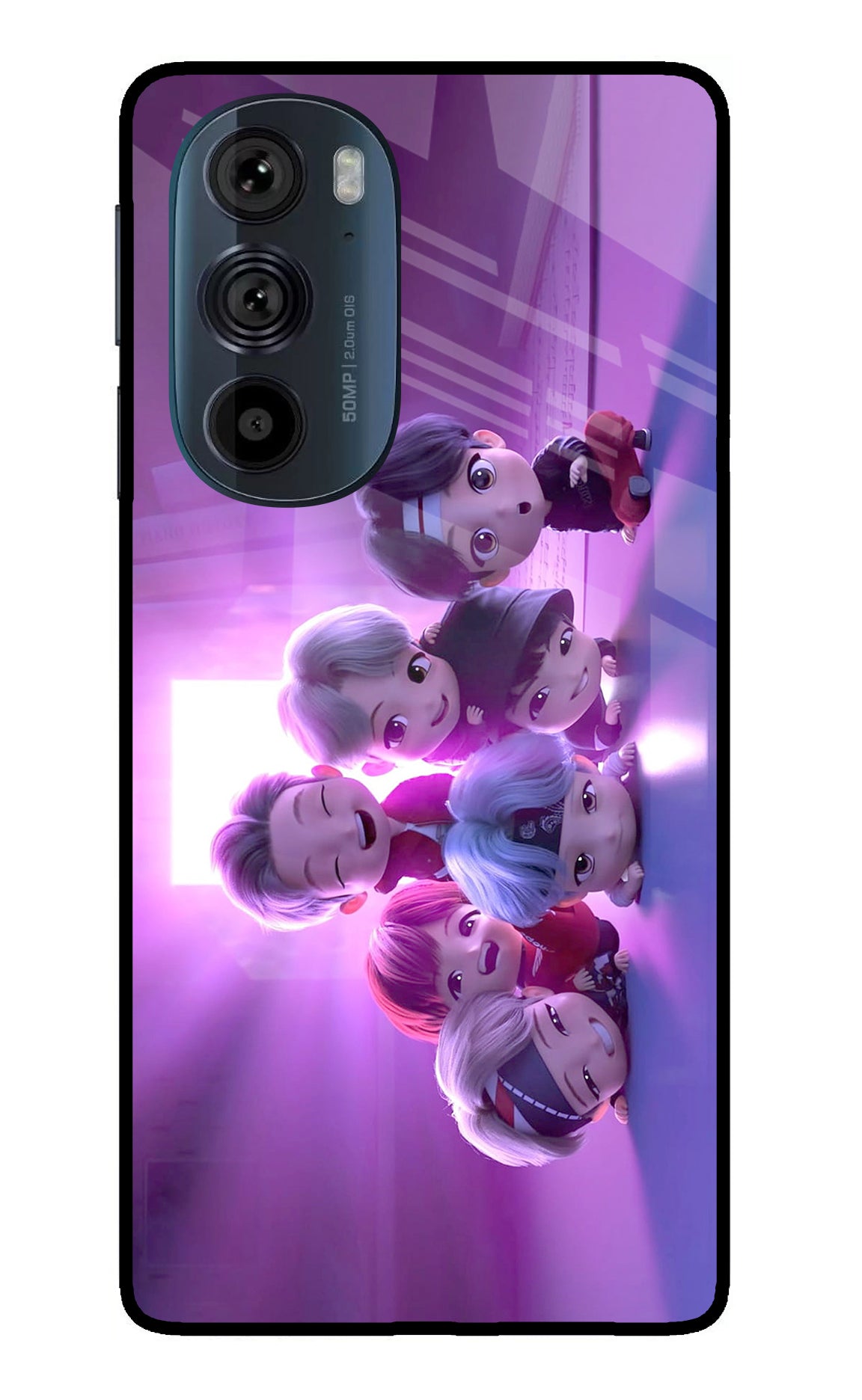 BTS Chibi Moto Edge 30 Pro Glass Case