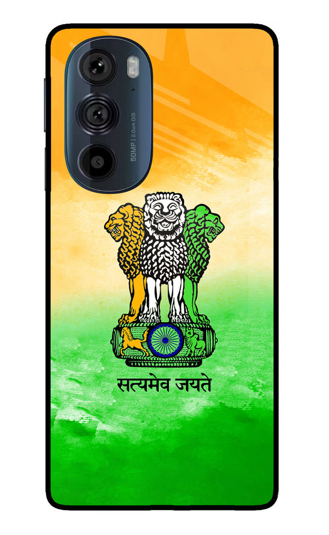 Satyamev Jayate Flag Moto Edge 30 Pro Glass Case Back Cover by Casekaro