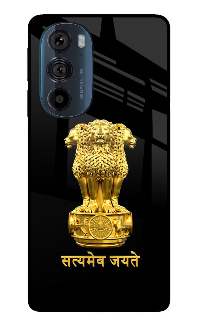 Satyamev Jayate Golden Moto Edge 30 Pro Glass Case Back Cover by Casekaro