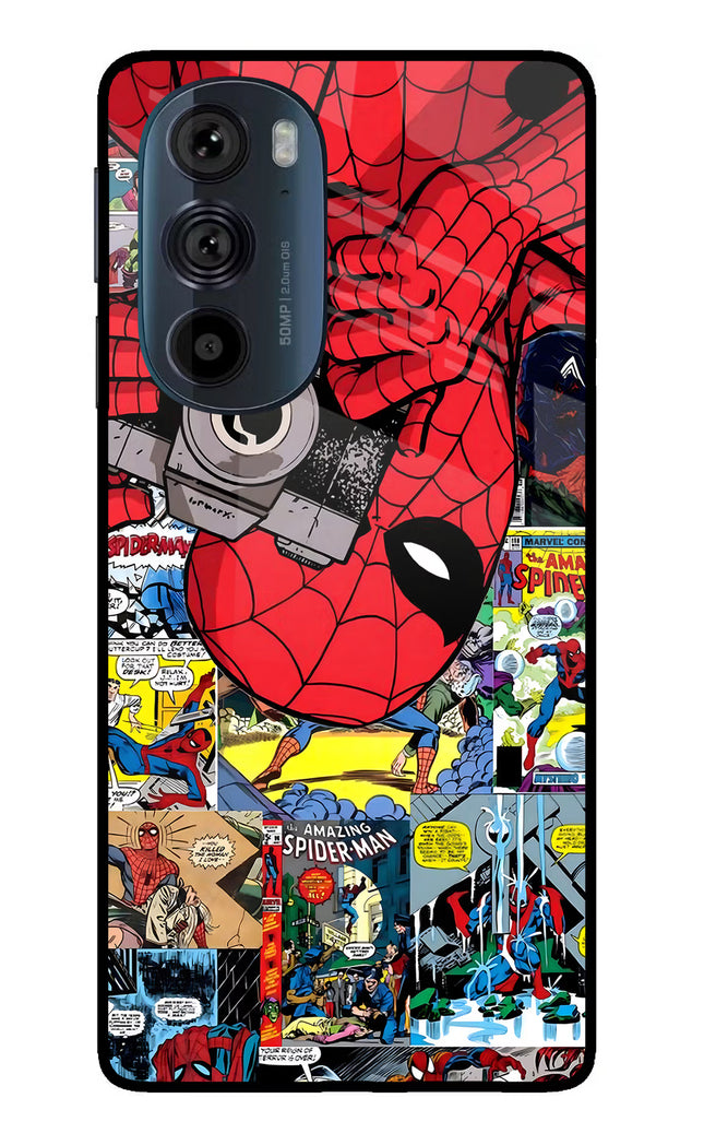 Spider Man Moto Edge 30 Pro Glass Case Back Cover by Casekaro