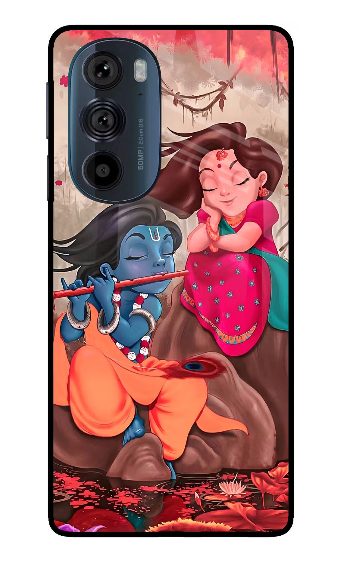 Radhe Krishna Moto Edge 30 Pro Glass Case Back Cover by Casekaro