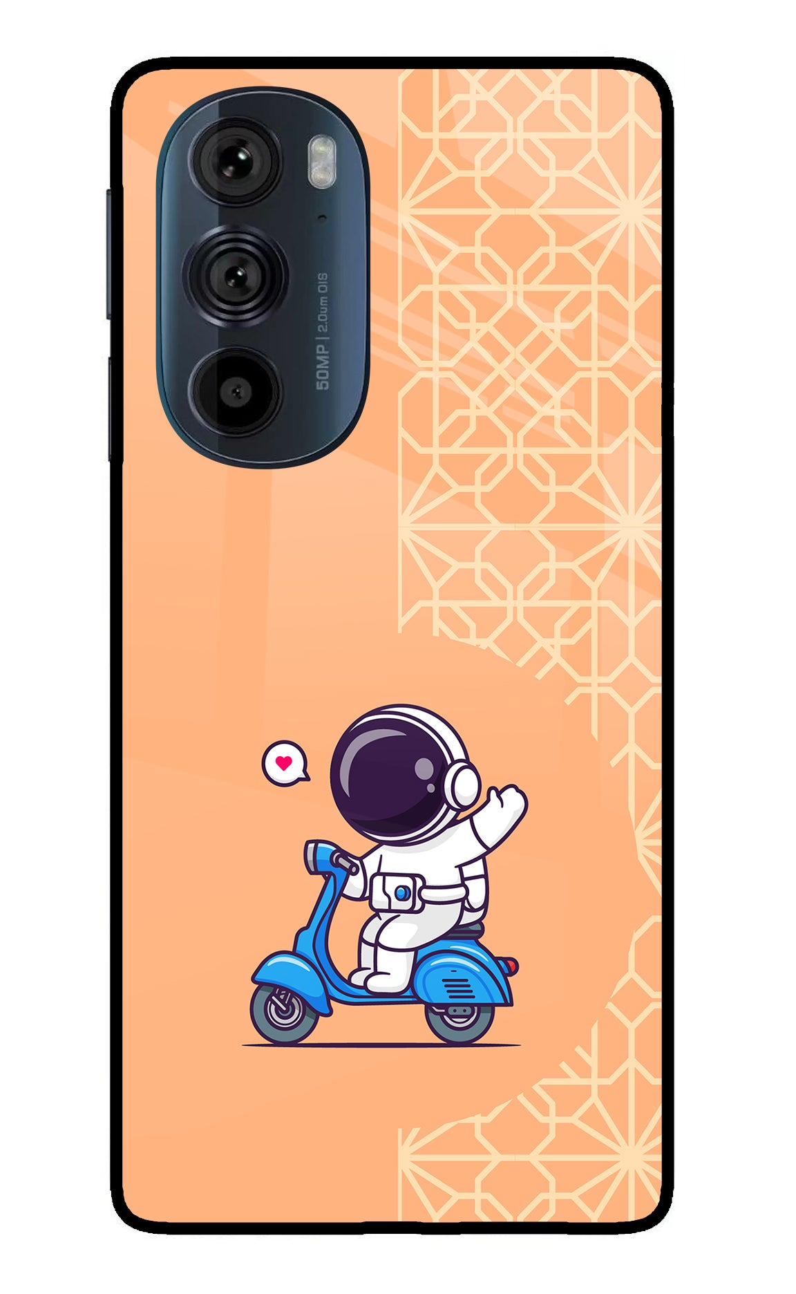 Cute Astronaut Riding Moto Edge 30 Pro Glass Case