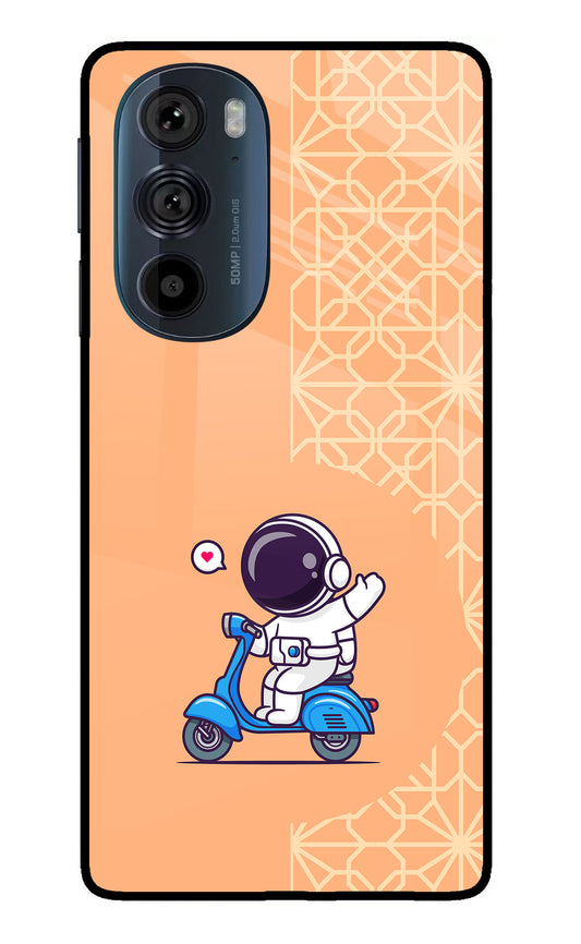 Cute Astronaut Riding Moto Edge 30 Pro Glass Case