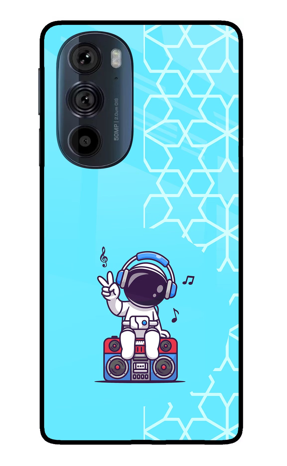 Cute Astronaut Chilling Moto Edge 30 Pro Glass Case Back Cover by Casekaro