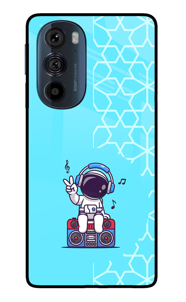 Cute Astronaut Chilling Moto Edge 30 Pro Glass Case Back Cover by Casekaro