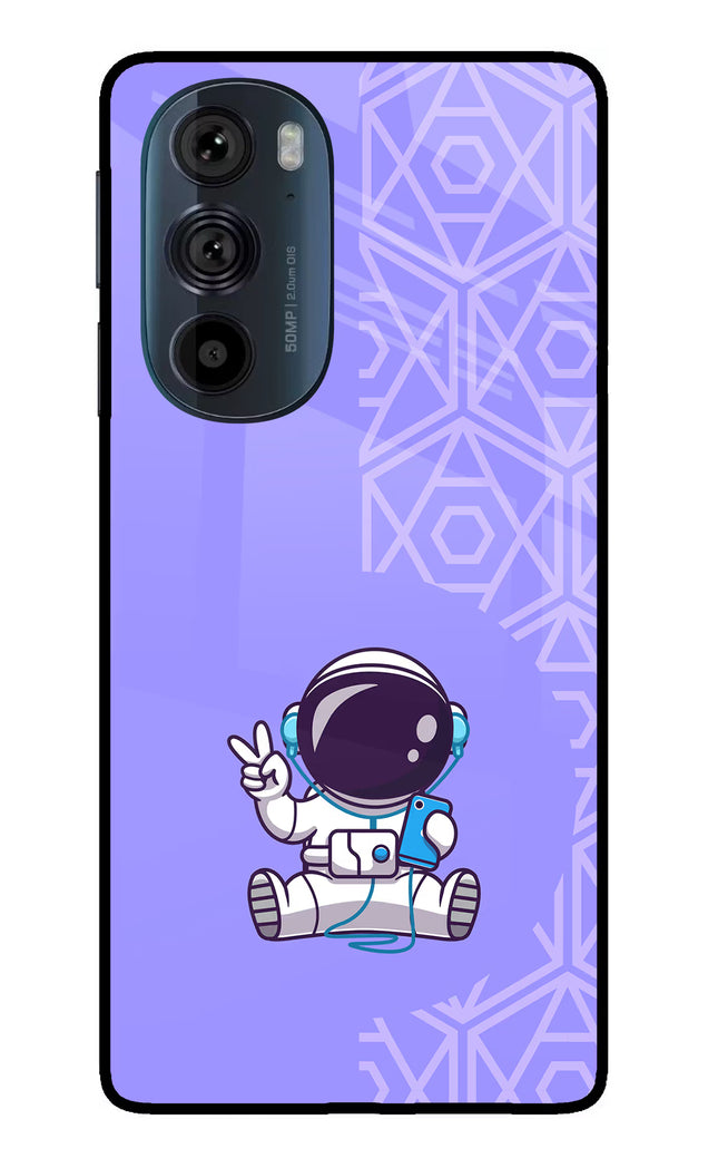 Cute Astronaut Chilling Moto Edge 30 Pro Glass Case Back Cover by Casekaro