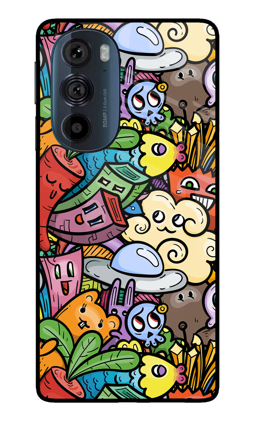 Veggie Doodle Moto Edge 30 Pro Back Cover, Glass case