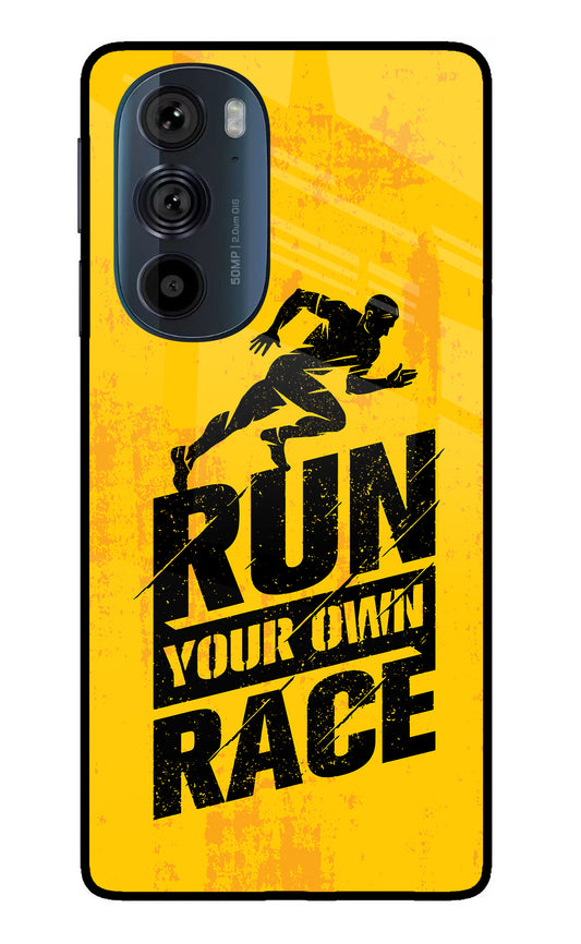 Run Your Own Race Moto Edge 30 Pro Glass Case