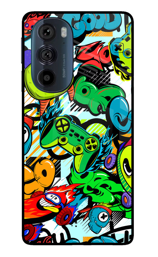 Game Doodle Moto Edge 30 Pro Glass Case Back Cover by Casekaro