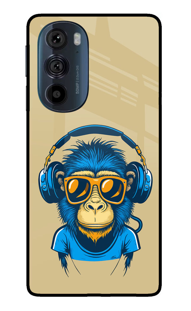Monkey Headphone Moto Edge 30 Pro Glass Case Back Cover by Casekaro