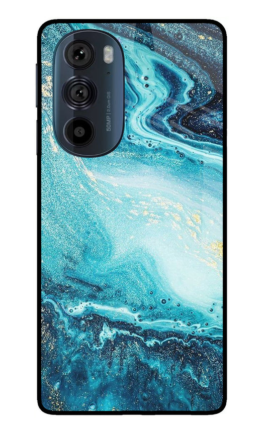 Blue Glitter Marble Moto Edge 30 Pro Glass Case