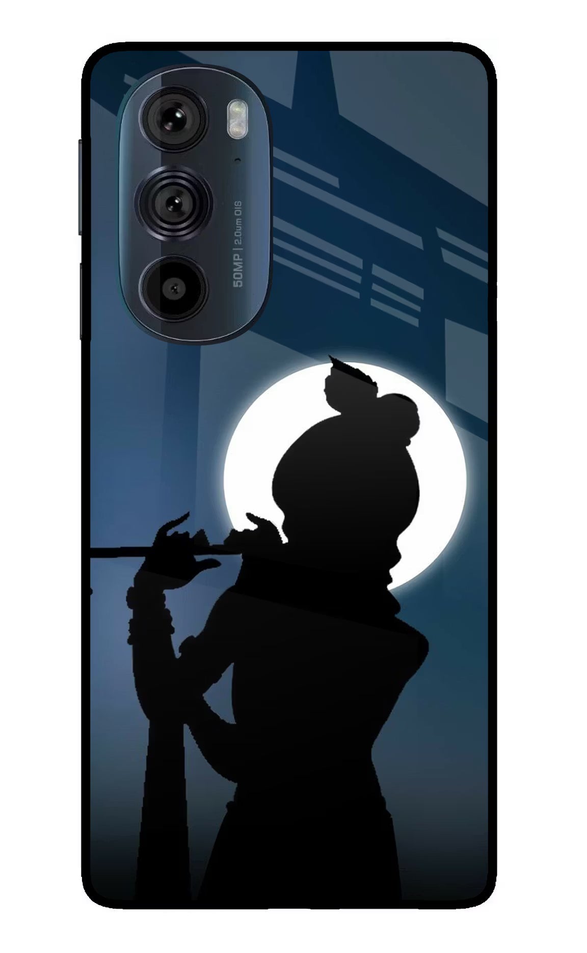 Shri Krishna Silhouette Moto Edge 30 Pro Glass Case Back Cover by Casekaro
