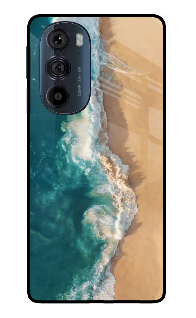 Ocean Beach Moto Edge 30 Pro Glass Case Back Cover by Casekaro
