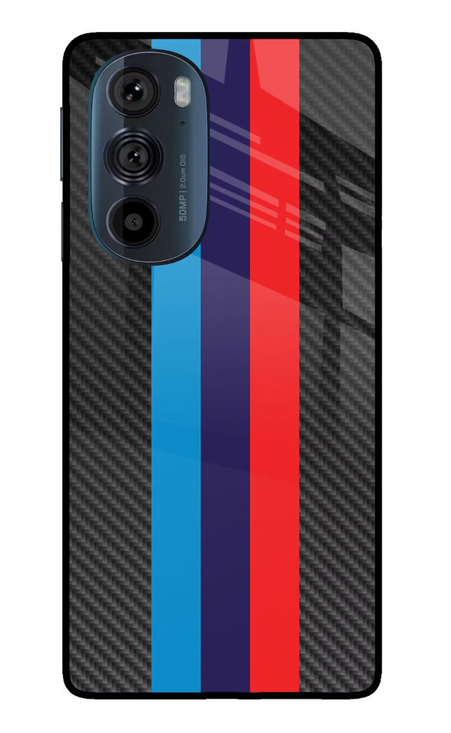 BMW Stripes Pattern Moto Edge 30 Pro Glass Case Back Cover by Casekaro