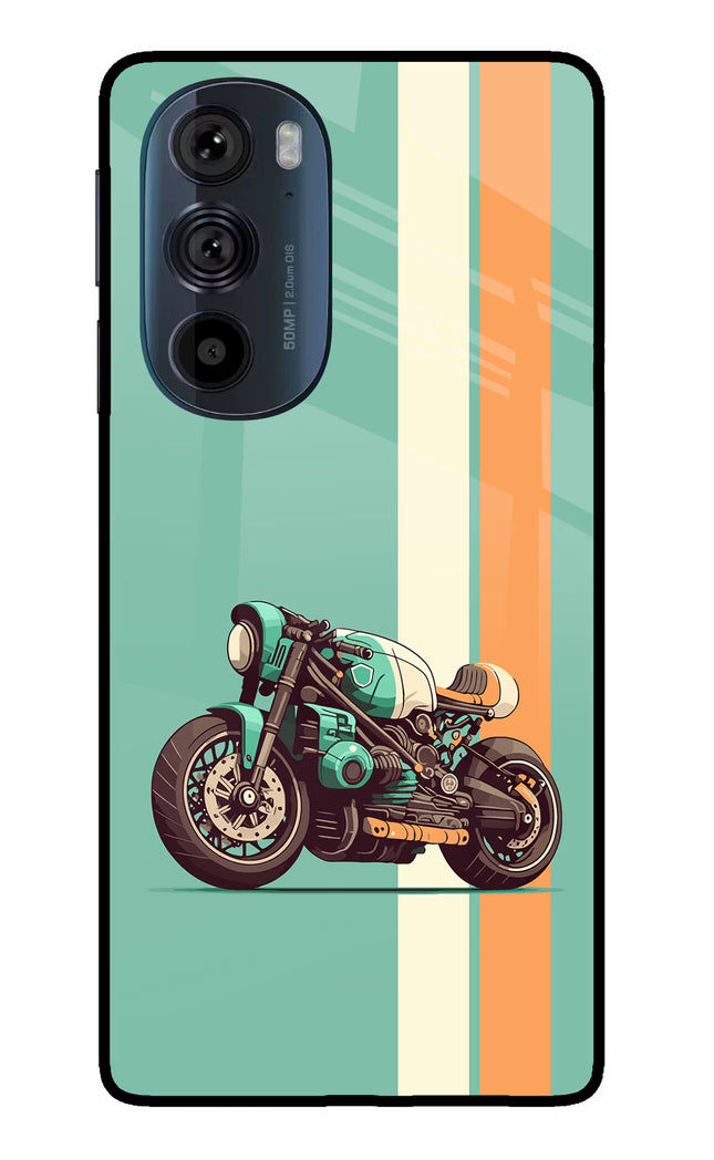 Striped Moto Drift Moto Edge 30 Pro Glass Case Back Cover by Casekaro