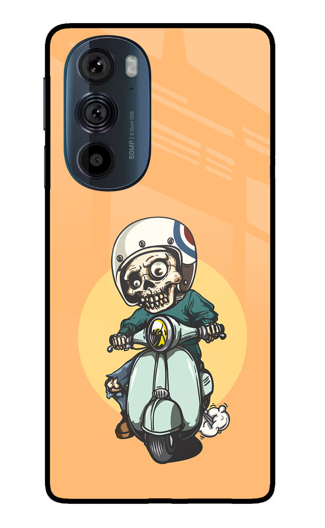 Undead Biker Moto Edge 30 Pro Glass Case Back Cover by Casekaro